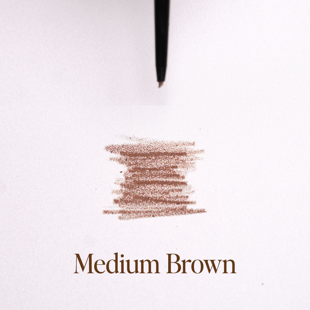 Medium brown brow pencil. Scribbled to show colour