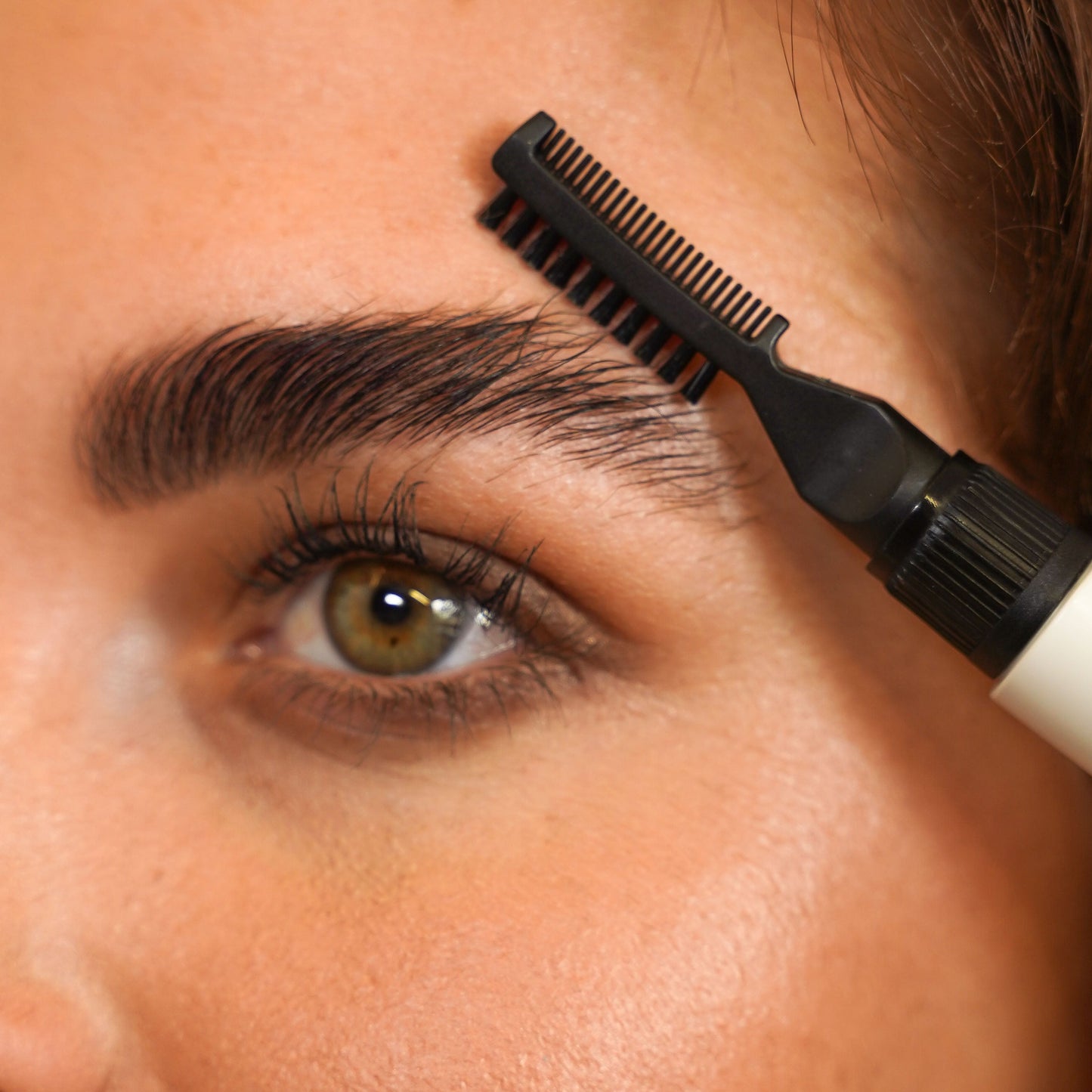 Brow lamination look. Brow close up
